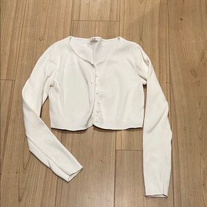 John Galt Brandy Melville White Cropped Cardigan